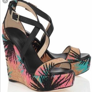 Jimmy Choo Portia 120 Coral Wedge Sandal